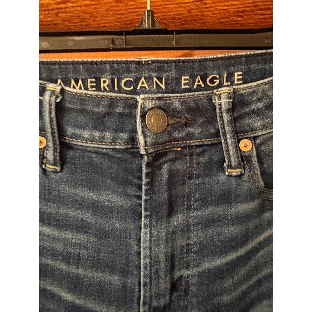 American Eagle Airflex+ Temp Tech Slim Jeans Dark Wash Distressed Mens 31x29 - Picture 3 of 10